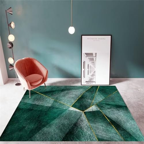 Kunsen 120X200CM Schreibtisch Teppich Abstrakte, einfache, geometrische Mode, niedriger Flor, rutschfest, waschbar Flokati Teppich Grün Flur Teppich Teppich Sale