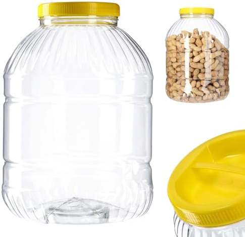 KADAX Barattolo con Coperchio e Manico - Contenitore in Plastica per Alimenti da Cucina (Rotondo 8L)