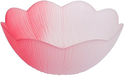WAKMILER Ensaladera de Vidrio Redondo con Forma de Flor, Cuenco Decorativo for Servir, ponchera for Yogur, Postre, Ensalada de Frutas, Palomitas de maíz, Salsas, merienda de Fiesta, Color Rosa