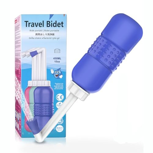 Giural Po Dusche, 450Ml Peri Bottles, Portable Bidet Für Erwachsene, Tragbares Bidet, Auslaufsichere Intimdusche Fürs Wochenbett, Vielseitige Popo Dusche Für Hygiene Unterwegs,Blau
