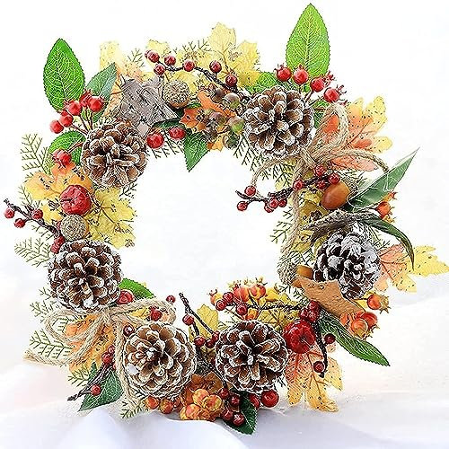 GETSTREE Türen, Künstliche Weihnachtsgirlande, Ahorngirlande, Beerendekoration, Türdekoration, Wand-Requisiten, Weihnachtsgirlande, künstliche Girlande for die Haustür(Variegated Color)