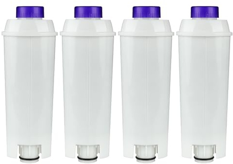 BlueStars Paquete de 4 filtros de agua para cafetera compatibles con máquinas de café Delonghi DLSC002 incluidas De'longhi ECAM ESAN ETAM BCO410 BCO420 EC680 y más