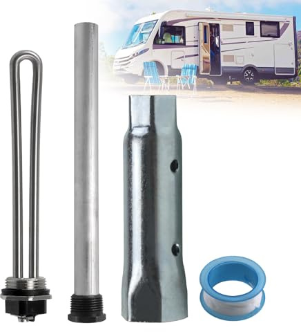 Sporacingrts 4Pcs RV Water Heater Replacement Kit with Anode Rod & Electric Heating Element Dual Hex Wrench & Tape All-in-One Set for Suburban RV Heaters Corrosion-Resistant Anode Quick Install