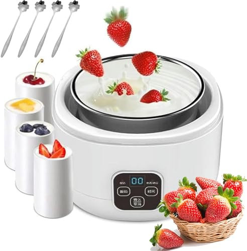 Digital Yoghurt Maker With 4pcs 170ml Glass Jars, Adjustable Temperature & Time Control For Fresh Homemade Yogurt, 1000 Ml Ultimate Yogurt Maker, Fermentation Machine For Organic Yogurt, Natto Maker