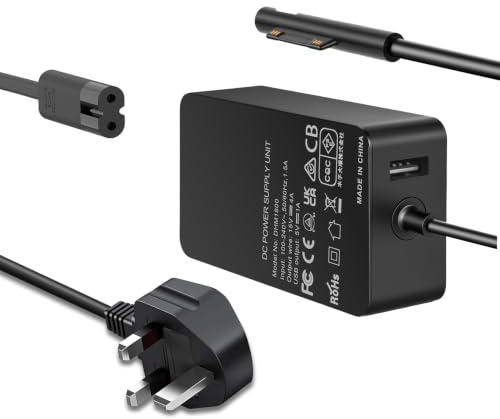 Surface Pro Charger 65W for Surface Pro 3/4/5/6/7/8/9/10/X Tablet Compatible for Microsoft Surface Book 3/2/1 Laptop 6/5/4/3/2/1 Surface Go 1/2/3 Charger Cord Power Supply Adapter