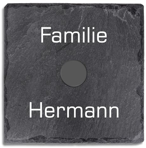 Funkklingel Schiefer kabellose Funkklingel Aufputz Flach 100 x 100 mm Funktürklingel mit Beschriftung