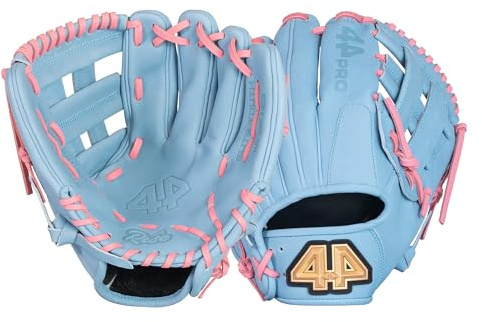 44 PRO BB Stock Rise Baseball Glove for Youth & Little Leagues, Age 8-12, Infield & Outfield, H-Web, Easy Break-in, Narrow Fit & Lightweight Design, Right Hand Throw, Size 11.5, Carolina Blue