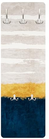 Wandgarderobe inkl. 5 Haken Kunst platzsparendes Design - Made in Germany - Motiv Kunstdruck Flurgarderobe beige schmal Garderobenpaneel 3309