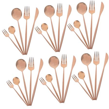 TOPPERFUN 30piezas Cubiertos De Acero Inoxidable De Acabado Cubiertos Elegantes Para Fiestas y Uso Diario Para Restaurantes y Cenas Especiales