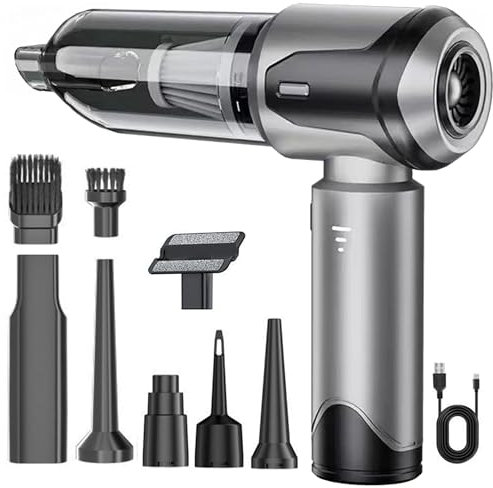 COCCKO Aspirador de Mano, 15000Pa/100W Mini Aspirador Recargable, 4 en 1 Aspiradoras de Mano Coche,3 Niveles de Succión,Aspirador sin Cable para Coche,para Uso en la Oficina, el hogar, la Cocina