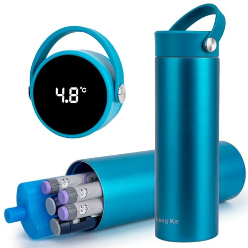 SUNMON Porta Insulina Termico da Viaggio- Borsa per Medicinali Termica Porta Insulina Termico con Display Digitale mantiene la refrigerazione per 24-48 Ore, Borsa per Medicinali Termica (Blu)