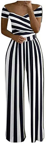 TURWXGSO Wedding Jumpsuits for Women UK Elegant One Shoulder Floral Printed Dungarees High Waisted V Neck Rompers Plain Dressy Casual Full Length Wide Leg One Piece Outfits for Party Vacation