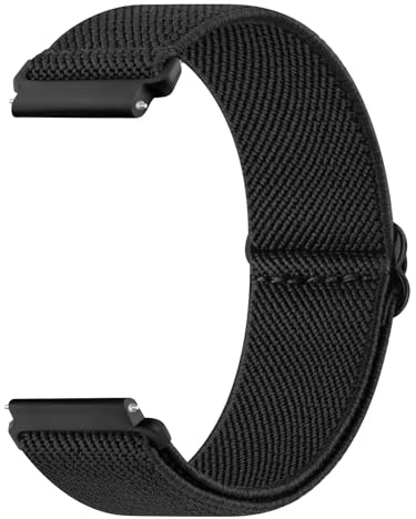 Nylon Sports Strap for Huawei/Galaxy/Ticwatch Smartwatches, 22mm, Compatible with Watch 3/3 Pro/GT2 Pro/GT2e/GT2/GT 46mm/Galaxy Watch 3 45mm/46mm/Gear S3/Ticwatch Pro 3 (Black)