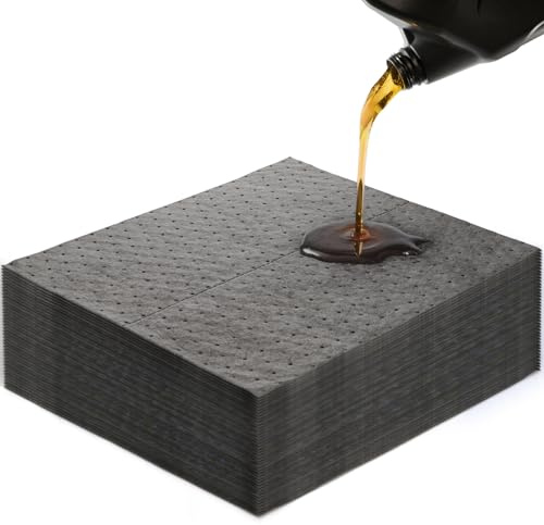 Okllen 50 Pcs Oil Absorbent Pads, 16x18 Pigmats Spill Pads Dimpled Texture for Fast Spill Cleanup for Garage, Workshop & Industrial Use