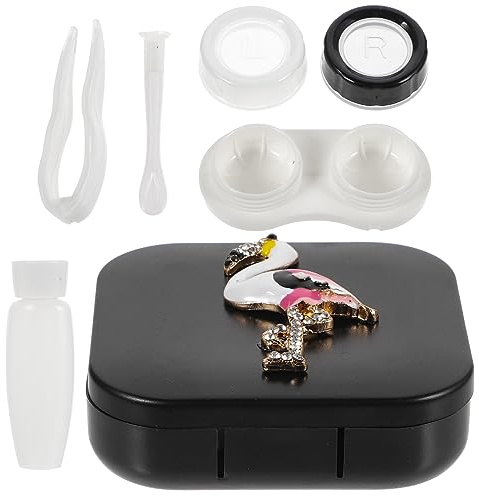 DEARMAMY Rhinestone Contact Lenses Case Box for Women Lens Holder Travel Small Organizer Contact Lenses for Halloween