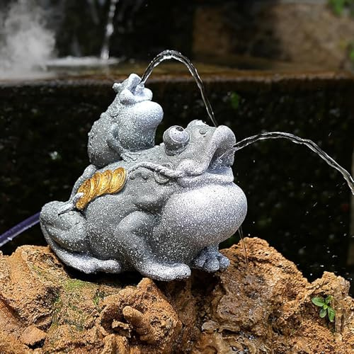 Fontana dello spitter dello stagno del giardino, fontana dell'acqua della statua del rospo per piscine fuori terra, decorazione esterna per giardini acquatici, accessori per piscine in resina verde