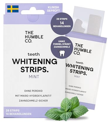 The Humble Co. Whitening Strips, sanfte Zahnaufhellung Strips ohne Peroxid & zahnschmelzsicher, natürliche Inhaltsstoffe, für Teeth Whitening & Bleaching Zähne, 14 Anwendungen, 28 Streifen, Mint