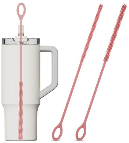 Food-Grade Silicone Straw Cleaner Brush, 2Pcs Reusable Straw Brush for Straws - Non-Slip Handle Soft and Bendable - 6mm+9mm