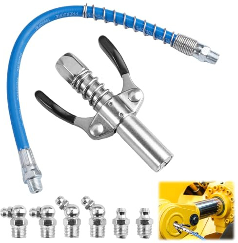 Jyongrmy Fettpresse Mundstück mit 30cm Schlauch, Fettpresse Mundstück Doppelgriff Fettpresse Kupplung
