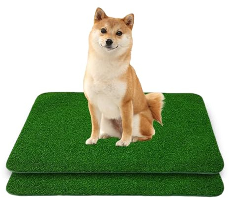 Inodoro para perros, 2 unidades, para balcón, césped artificial, lavable, reutilizable, para entrenamiento de césped, almohadillas de entrenamiento para perros pequeños (46 x 36 cm)