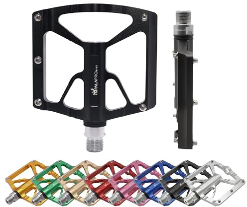 IMPALAPRO Pedales Bicicleta Aluminio CNC Ultraligeros 320 g – Pedales Plataforma Media 97×92 mm con Eje CR-Mo Sellado y 10 Pins INOX Extraíbles Antideslizantes (Negro)