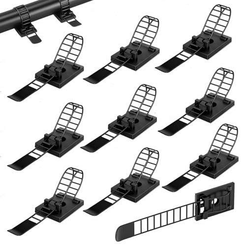 50 Piezas Clips para Cables, Organizadores de Cables Autoadhesivos Ajustables, Clips de Cable Reutilizables para Oficina, Hogar, Exteriores, Negro