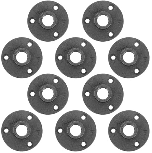 Artibetter 10 Pezzi Flangia in Ferro Malleabile Nera Base Fissa Aspetto Creativo e Lavorazione Fine per Gambe di Tavolo e Decorazione Industriale