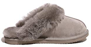 Reissner Lammfelle | Engel Hausschuhe Nadine | Pantoffel | Veloursleder | Innenfutter echtes Merino Lammfell | mit Fellkranz | Platin 39
