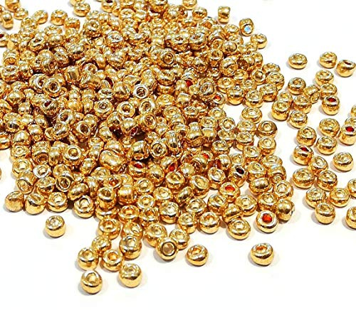 6 500 st glas rocailles pärlor 2 mm metalliska pärlor 11/0 för barn, färg: guld