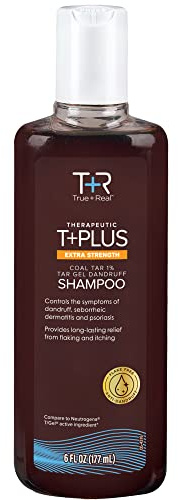True+Real Coal Tar Therapeutic Tar Gel Anti-Dandruff Shampoo 1% Coal Tar, 6 Ounce