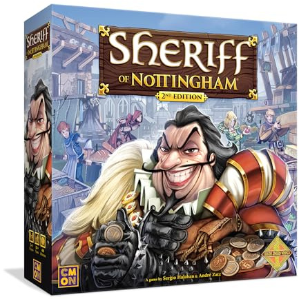 CMON Sheriff of Nottingham Board Game (2nd Edition) - Medieval Bluffing & Card Drafting Strategy Game for Kids & Adults, Ages 14+, 3-6 Players, 60 Minute Playtime