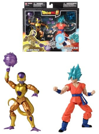 Dragon Ball Super Bandai Figure Dragon Stars 17 cm - Battle Pack - Golden Freezer vs Super Saiyan Blue Goku - Confezione da 2 Figure articolate - Giocattolo per Bambini dai 4 Anni in su - 37169