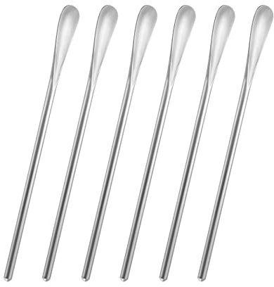6 Stück 6,2-Zoll-Rührlöffel aus Edelstahl 304#. Der Löffel eignet sich für Kaffee, Eistee, Milch, Cocktails, Saft, Eis. Wiederverwendbar. Spülmaschinenfest.