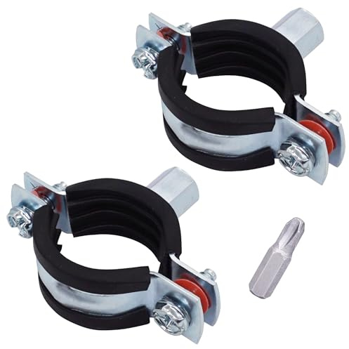 SKIR'CO Lot de 2 supports de tuyau avec garnitures en caoutchouc pour tuyaux de 26 à 30 mm, colliers de serrage, supports de tuyaux pour montage mural et plafond