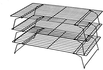 VIRAZE Set Of 3 Non-Stick 3-Tier Combination Folding Cooling Rack Biscuit Drying Net Rack Cake Baking Cooling Rack (Color : Schwarz)