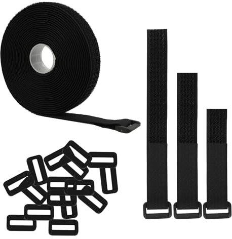 Sujetacables Reutilizables De 5m X 2cm Con 25 Hebillas, Cinta Sujeta Cables Reutilizables, Cable Resellable, Cinta De Velcro Para Gestión De Cables, Organización, Costura, Exterior Y Hogar