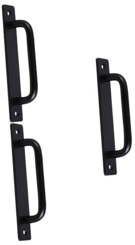 KONTONTY 3 Pièces Porte Coulissante Noire Massif pour Porte de Grange Installation Facile sans Perçage Accessoire Durable à Corrosion pour Extérieures