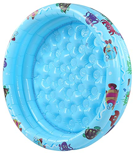 SPYMINNPOO PVC Blue Baby Pool Portable Round Rund Pool Av Uppblåsbart Vatten för Barn Utomhus, Bänk Barn Som Simmar för Badrummet Vid Sjön (90 cm)