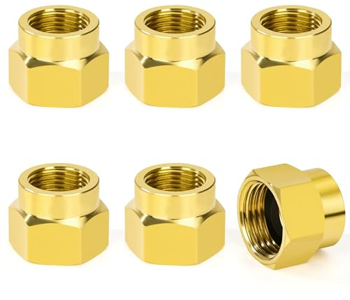 Manicotto di Riduzione in Ottone 1/2 Femmina a 3/8 Femmina, Adattatore Connettori Filettati Interni, Raccordi a Doppia Presa per Tubo di Collegamento (6 Pezzi)