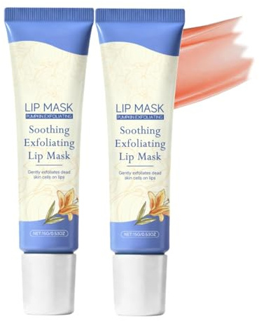 Soin pour les Lèvres Exfoliant,Gommage Levre,Masque Baume pour les Lèvres & Gommage pour les Lèvre - Masque de Nuit pour les Lèvre,Soothing Exfoliating Lip Mask,Hydratation et Adoucissant (2pc, 15g)