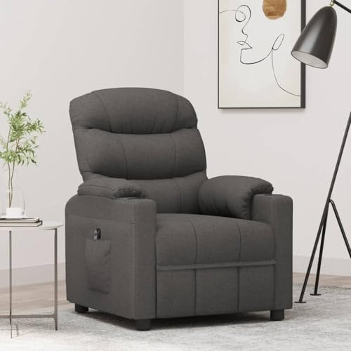 Owoxanthellate Poltrona relax grigio scuro in tessuto, 75,5 x 92 x 105 cm, con funzione reclinabile elettrica regolabile con telecomando, design salvaspazio per soggiorno, camera da letto, Home Cinema