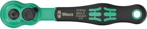 Wera 05005600001 8010 A Zyklop Comfort Knarre, mit Umschalthebel, mit 1/4-Antrieb, 1/4 x 144 mm