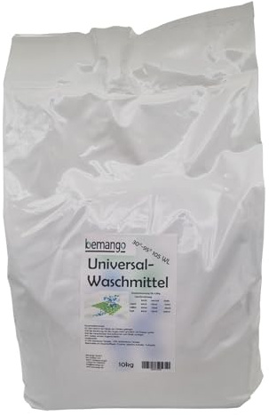 Bemango Waschpulver 10 kg | Phosphatfrei, Für alle Wäschearten, 30-95°C, Mit Enzymen und Bleichmittel auf Sauerstoffbasis, Duft Frisch