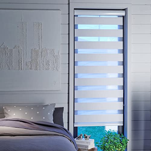 MADECOSTORE Store Enrouleur Jour Nuit avec Coffre - Blanc - L123 x H220cm