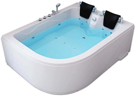 Home Deluxe - Whirlpool - BLUE OCEAN XL gauche, blanc, dimensions : 180 x 120 x 65 cm - avec coussin pour la nuque, robinetterie et pompe à hydromassage I Whirlpool pour 2 personnes, Indoor SPA,