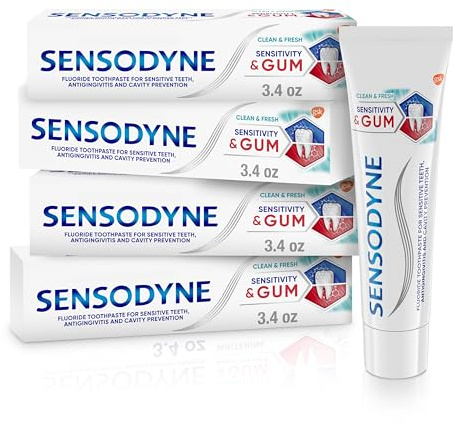 Sensodyne Sensitivity & Gum Sensitive Toothpaste for Gingivitis, Sensitive Teeth Treatment, Clean & Fresh - 3.4 oz (pack of 4)