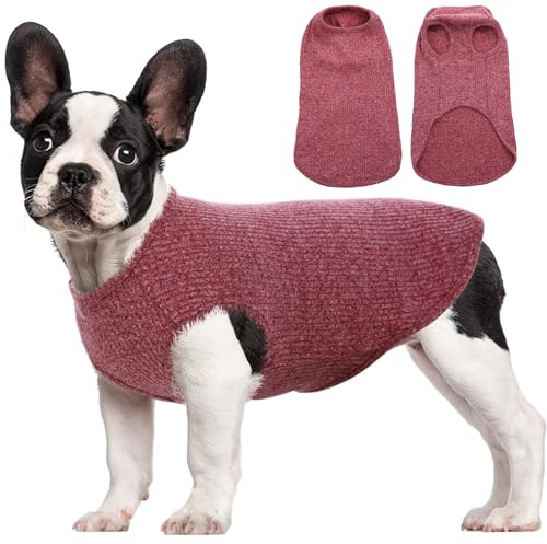 Hund T-Shirt für kleine Hunde | Sommer Hundeshirt Atmungsaktiv & Leicht | Weich & Bequem, Rundhals Design | Sommer Hunde Kleidung | Toypudel, Malteser (Rot S)