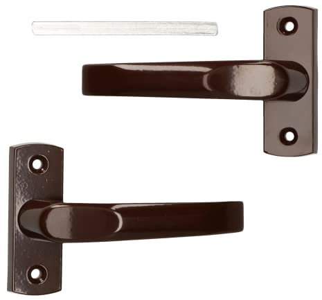 KOTARBAU® Juego de manillas para puerta, Manillas de puerta con placa corta, Manillas de aluminio ZnAl - marrón, 2 Manetas, Manijas diseño clásico, Picaportes de palanca