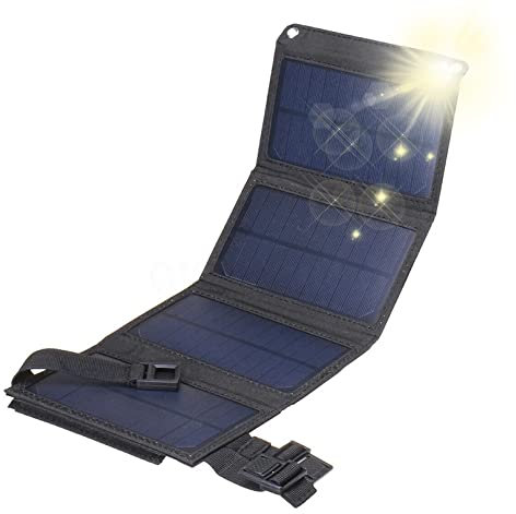 JIONET Pannello Solare Pieghevole 5V / 20W Caricabatteria Portatile Porta USB Batteria Esterna Impermeabile for Telefono PC Car RV Boat (Color : Black)