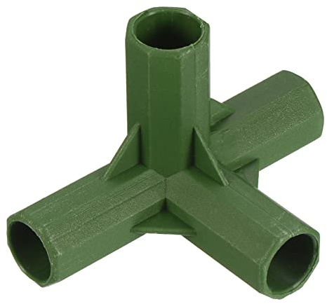 sourcing map Gardening Frame Connector 12mm Plastic Elbow 4 Way Pipe Fitting Joint for Plant Stakes Fencing Awning Pole Build Green Pack of 25